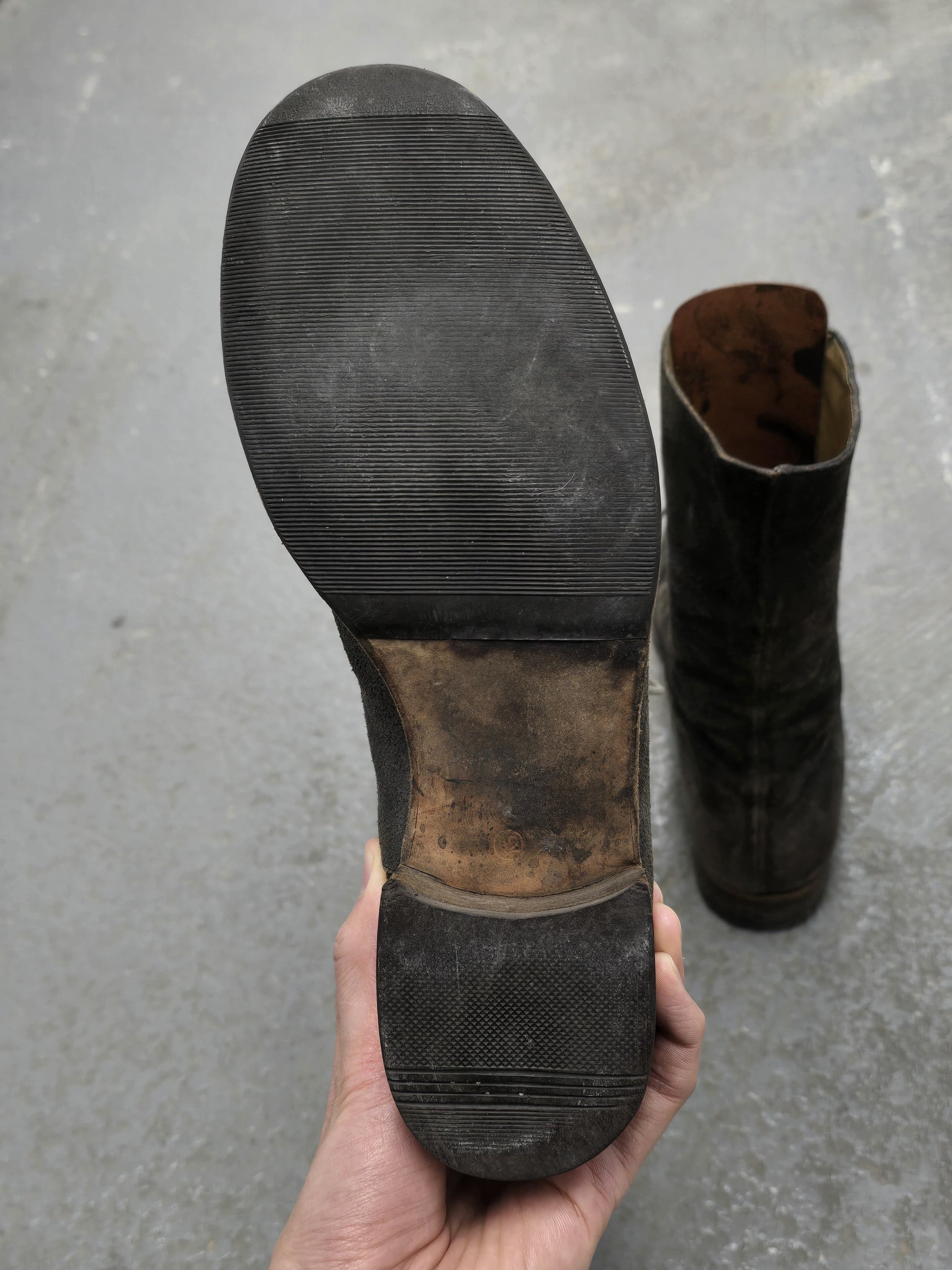 m.a+ by Maurizio Amadei 2010s Tall Lace-up Reverse Cow Leather Gothic Boots detail | DRIEW GARMENTS