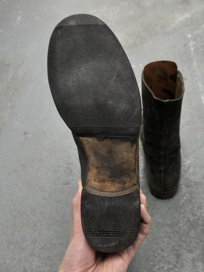 m.a+ by Maurizio Amadei 2010s Tall Lace-up Reverse Cow Leather Gothic Boots detail | DRIEW GARMENTS