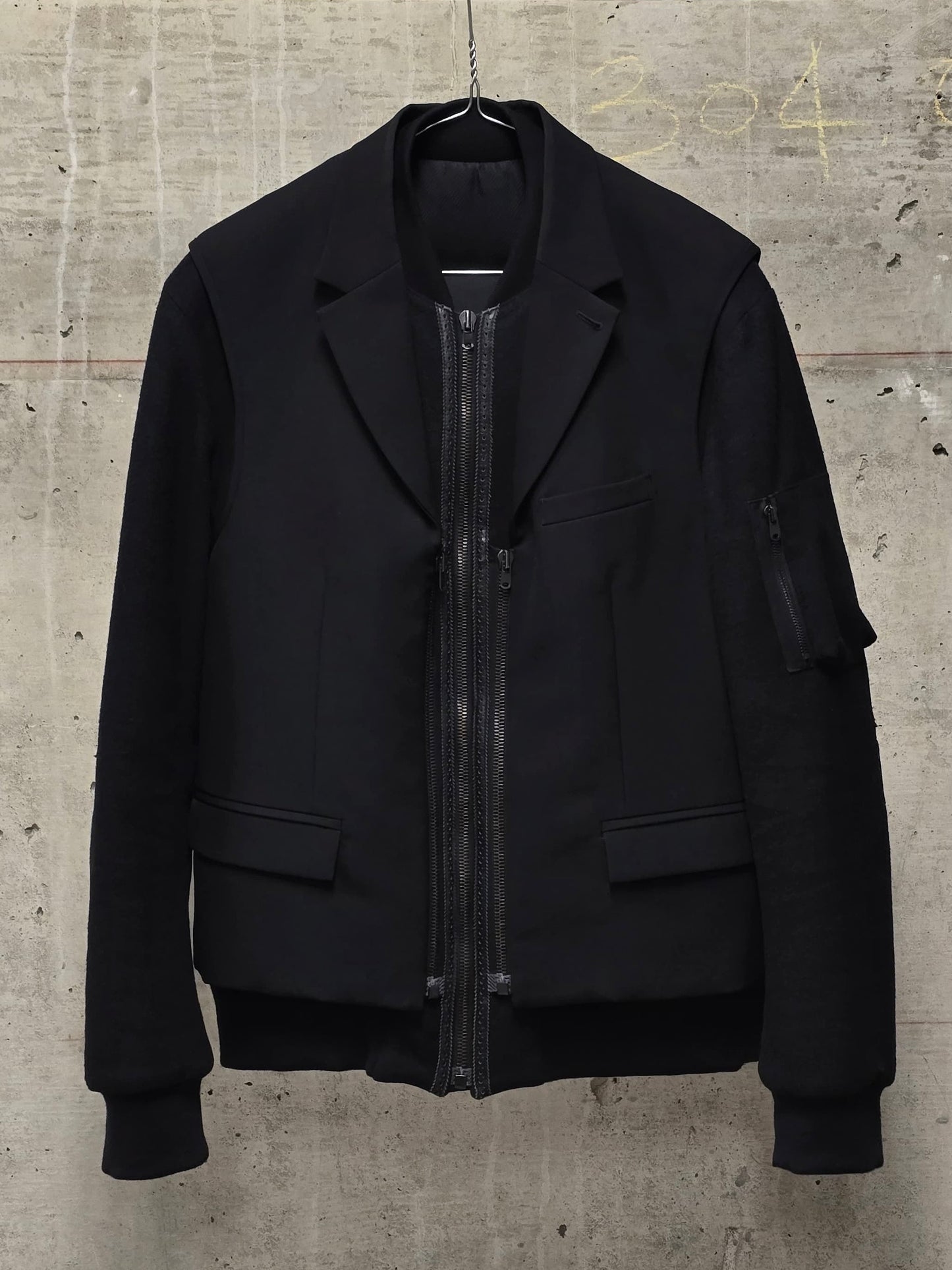 Number (N)ine Wool AW06 "NOIR" Four Leaf Clover Patch Double Layered Bomber Blazer