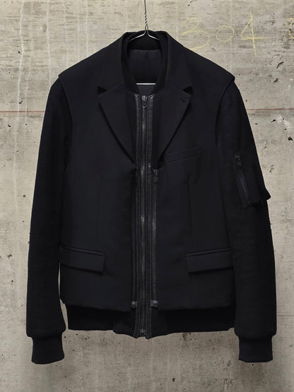 Number (N)ine Wool AW06 "NOIR" Four Leaf Clover Patch Double Layered Bomber Blazer