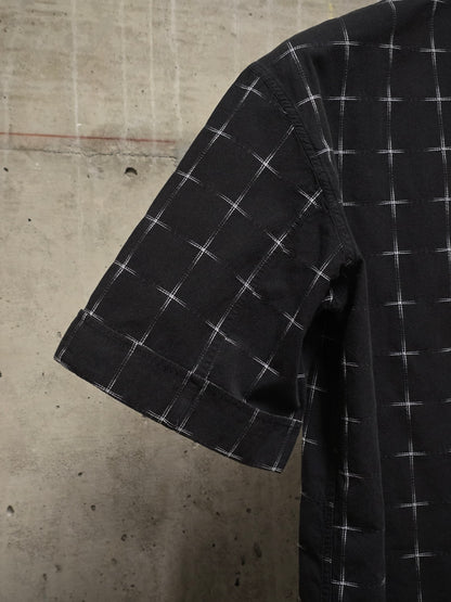 Carol Christian Poell 00s Threaded Check Pattern Black Short Sleeve Button-Up Shirt