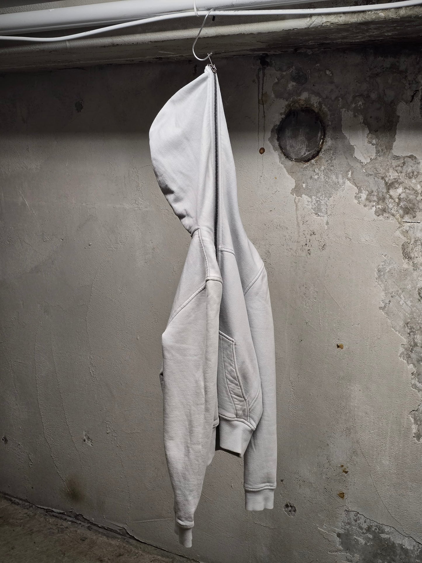 Gareth Pugh SS14 Light Grey Cotton Fleece Gimp Hoodie