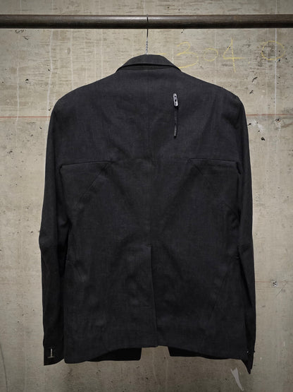 Boris Bidjan Saberi AW13-14 'SUIT2-F1780' Charcoal Grey Heavy Cotton Canvas Shawl Collar Blazer