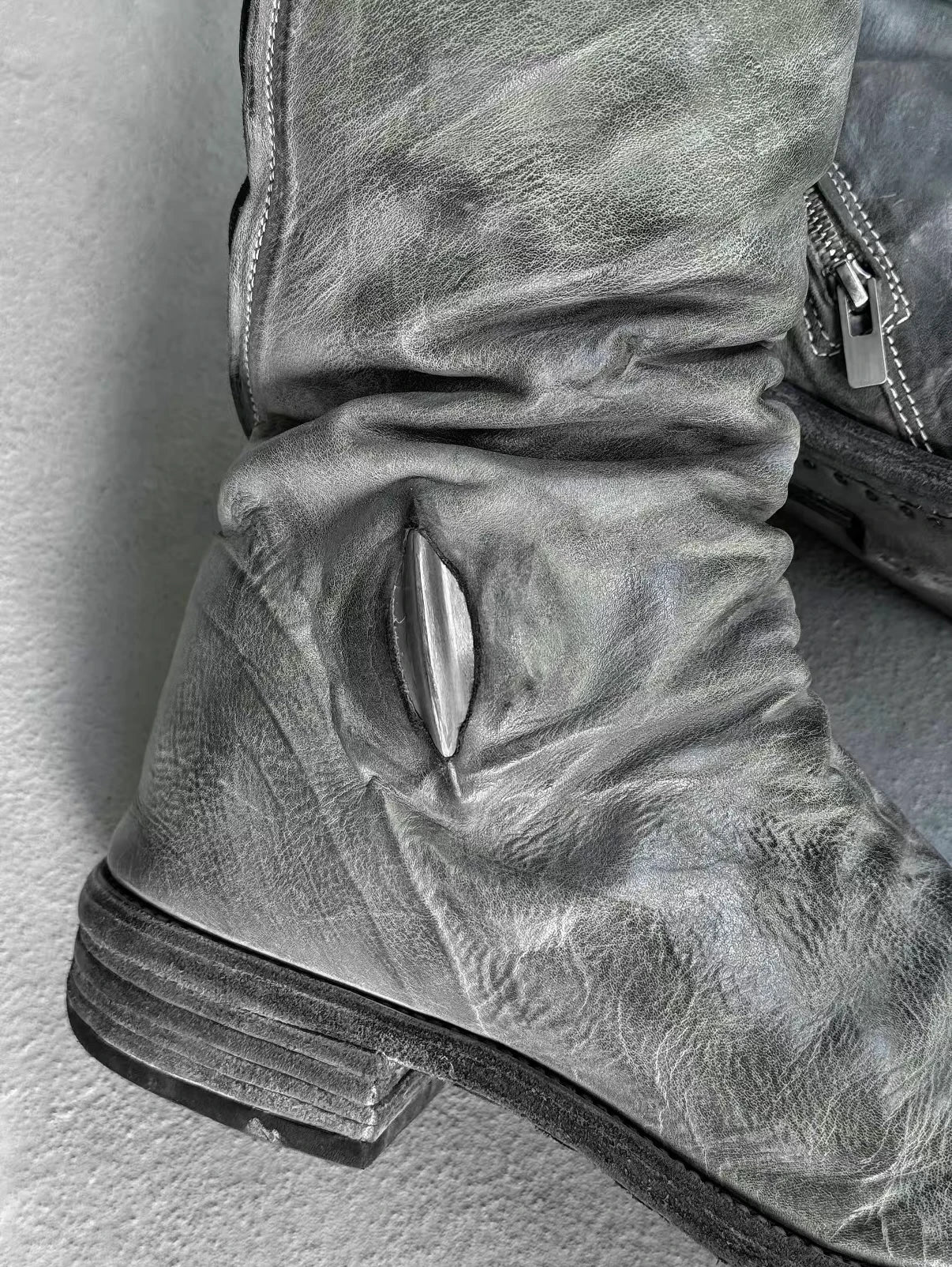 Carol Christian Poell ‘AM/2687P ROOMS-PTC/08’ Titanium Prosthetic Tornado Zip Boots