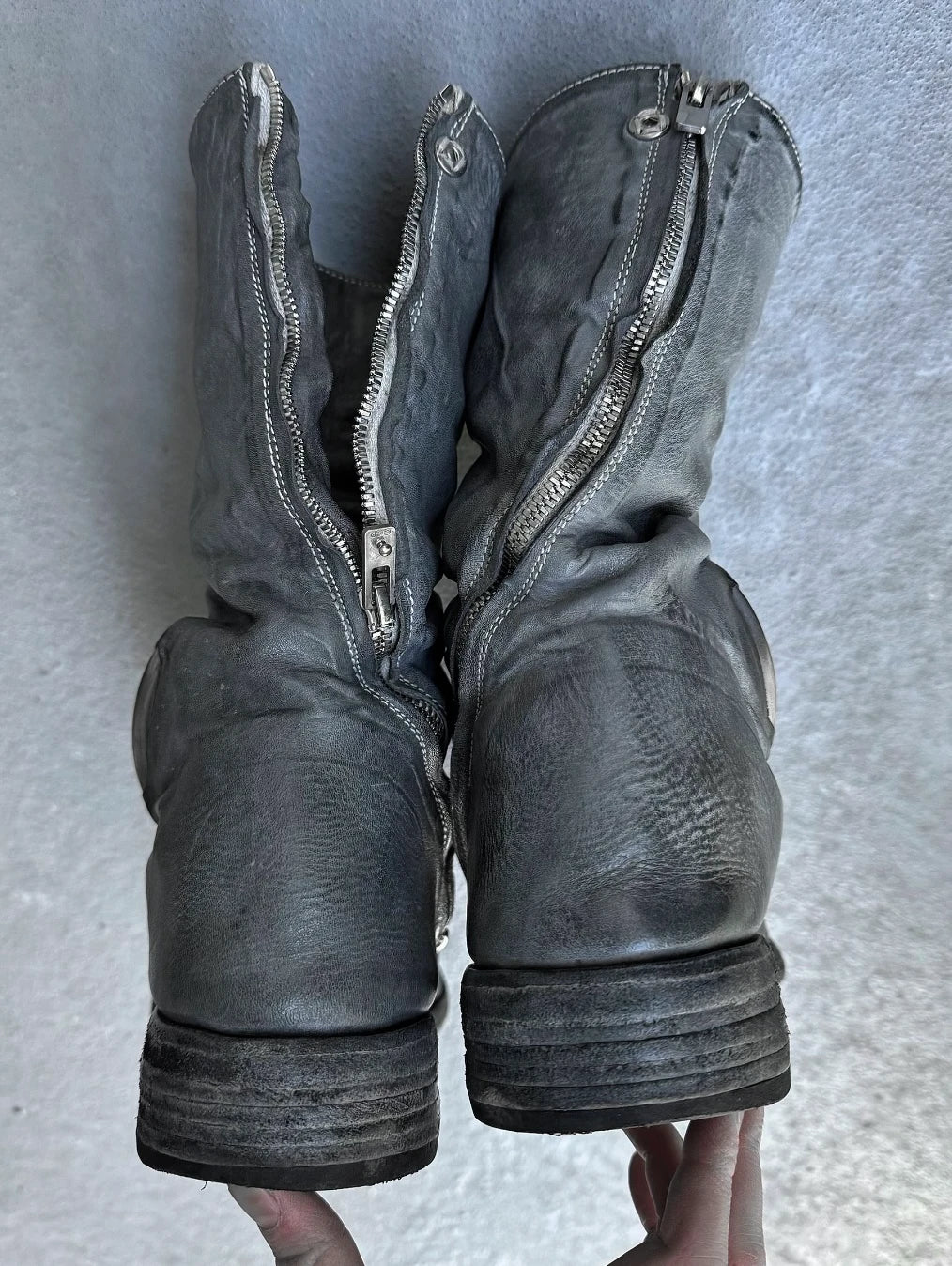 Carol Christian Poell ‘AM/2687P ROOMS-PTC/08’ Titanium Prosthetic Tornado Zip Boots