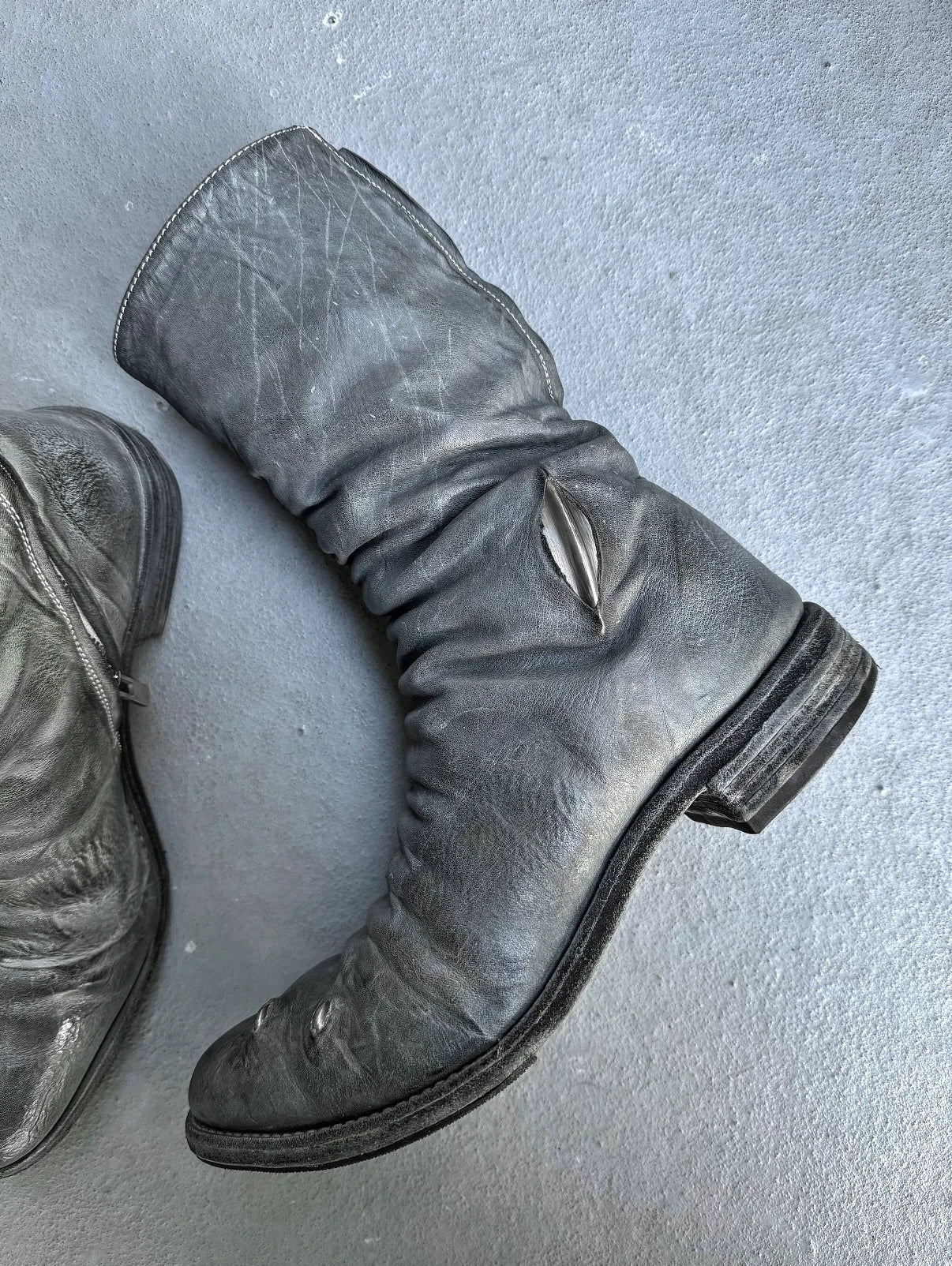 Carol Christian Poell ‘AM/2687P ROOMS-PTC/08’ Titanium Prosthetic Tornado Zip Boots