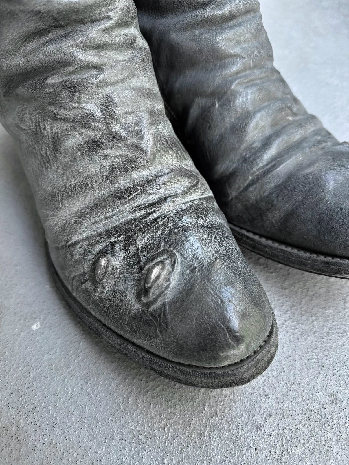 Carol Christian Poell ‘AM/2687P ROOMS-PTC/08’ Titanium Prosthetic Tornado Zip Boots