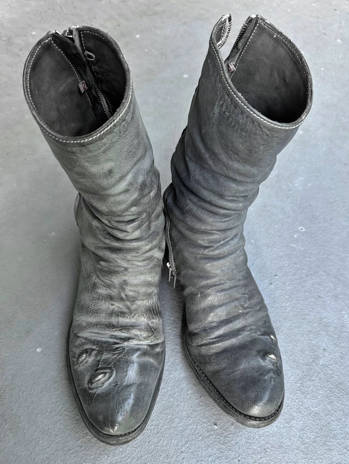 Carol Christian Poell ‘AM/2687P ROOMS-PTC/08’ Titanium Prosthetic Tornado Zip Boots