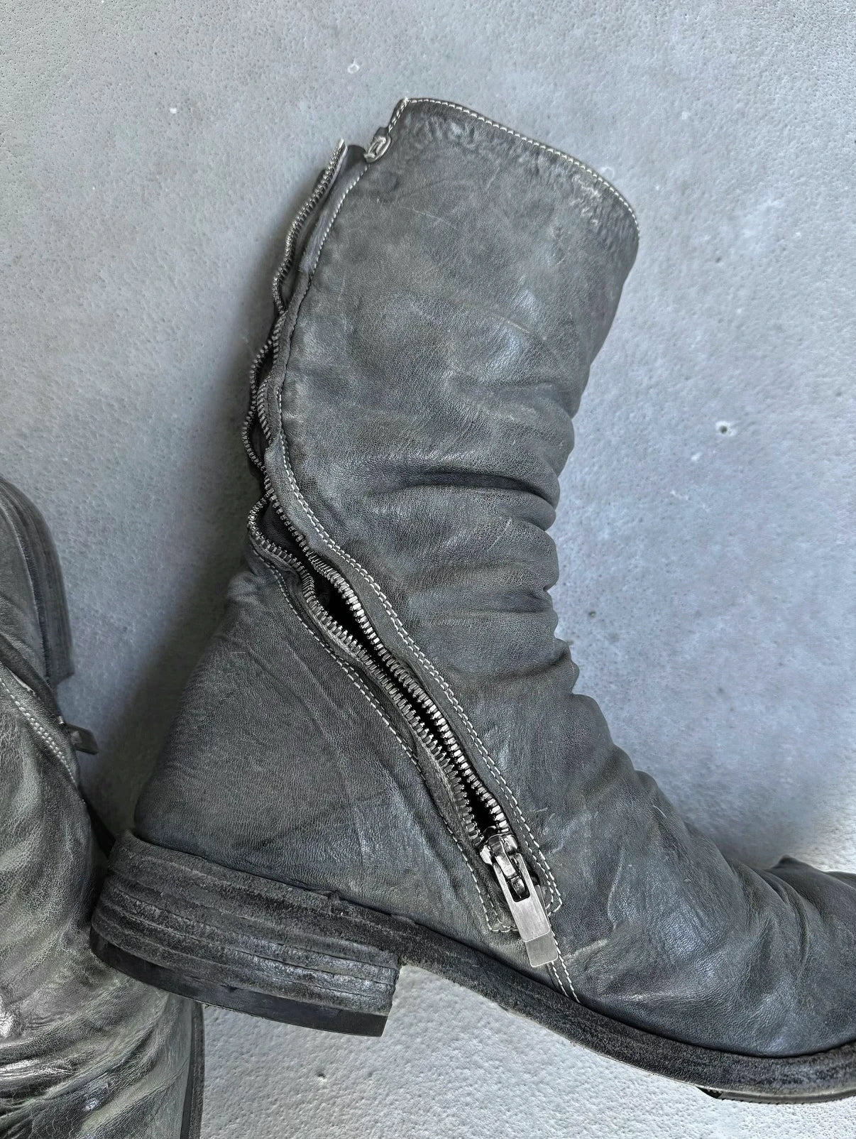 Carol Christian Poell ‘AM/2687P ROOMS-PTC/08’ Titanium Prosthetic Tornado Zip Boots