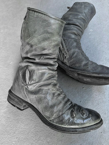 Carol Christian Poell ‘AM/2687P ROOMS-PTC/08’ Titanium Prosthetic Tornado Zip Boots