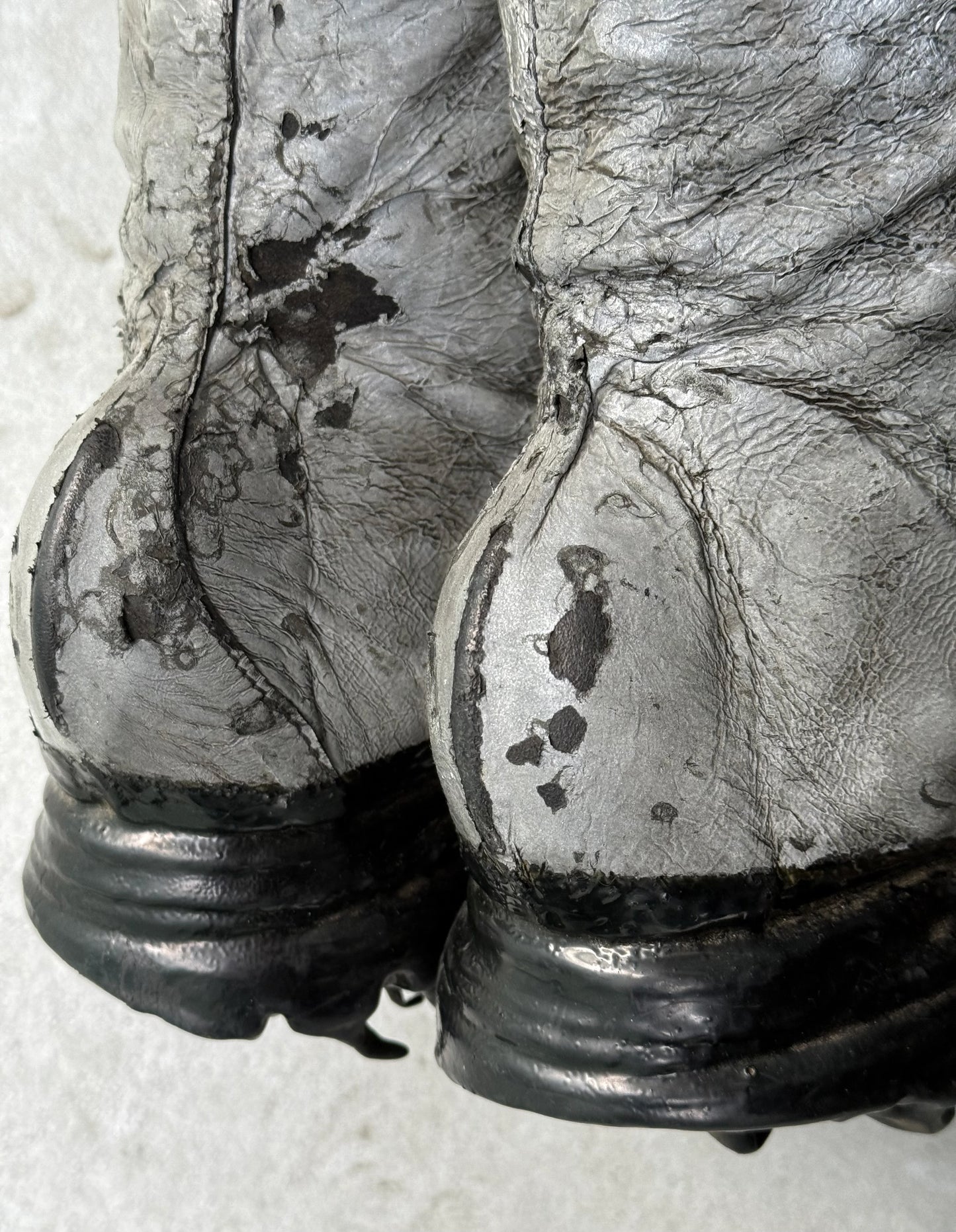 Carol Christian Poell ‘AM/2759P-IN XDERMA-PTC/010’ Reflective Kangaroo Leather Spur-Biter Prosthetic Buckle Drip Boots