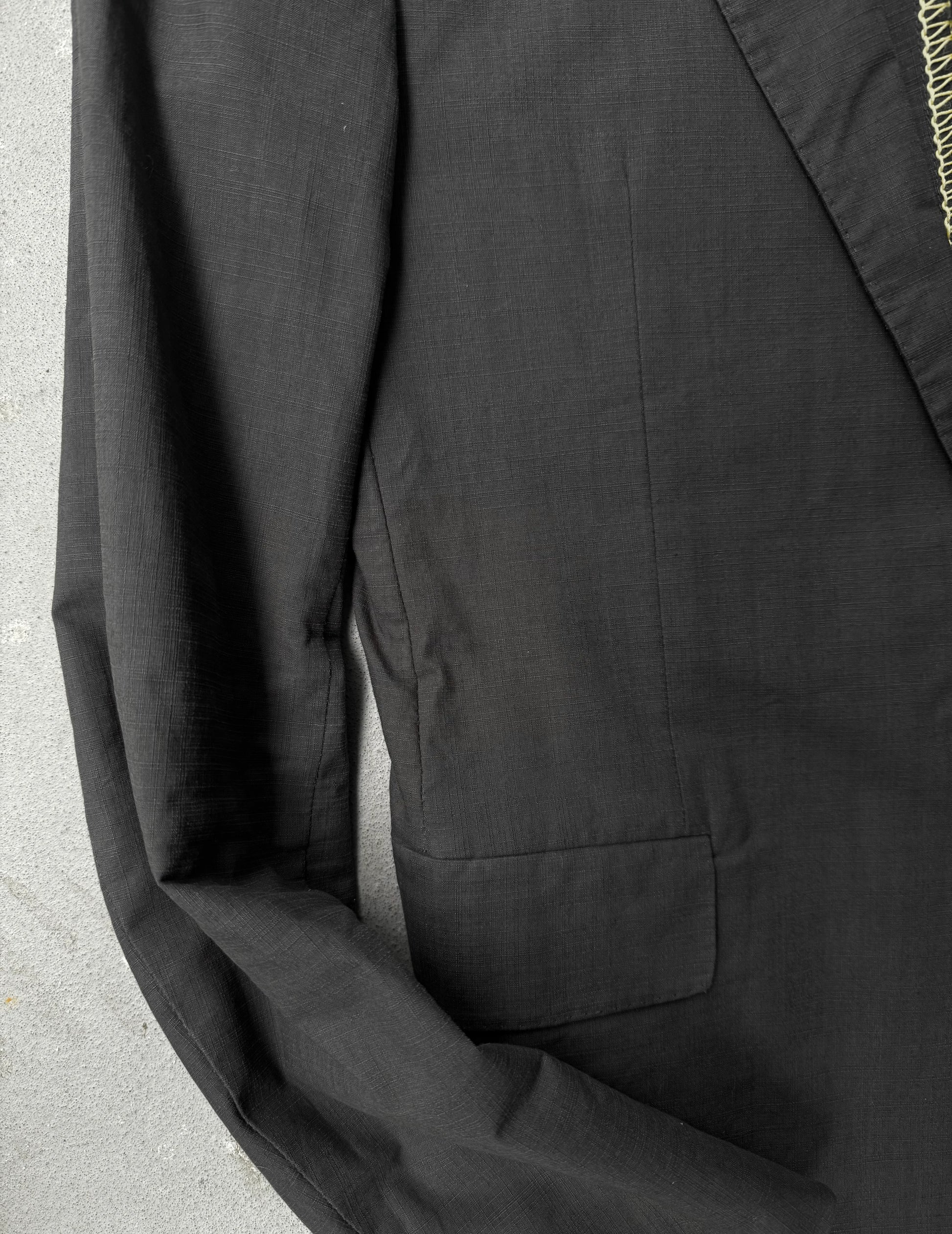 Close-up of a black jacket on a light gray background