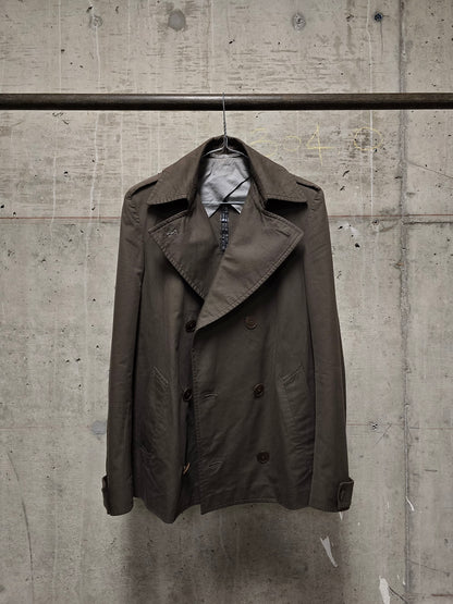 Carol Christian Poell SS03 'OM/1786T WEAVE/14' Dark Khaki Caban Coat