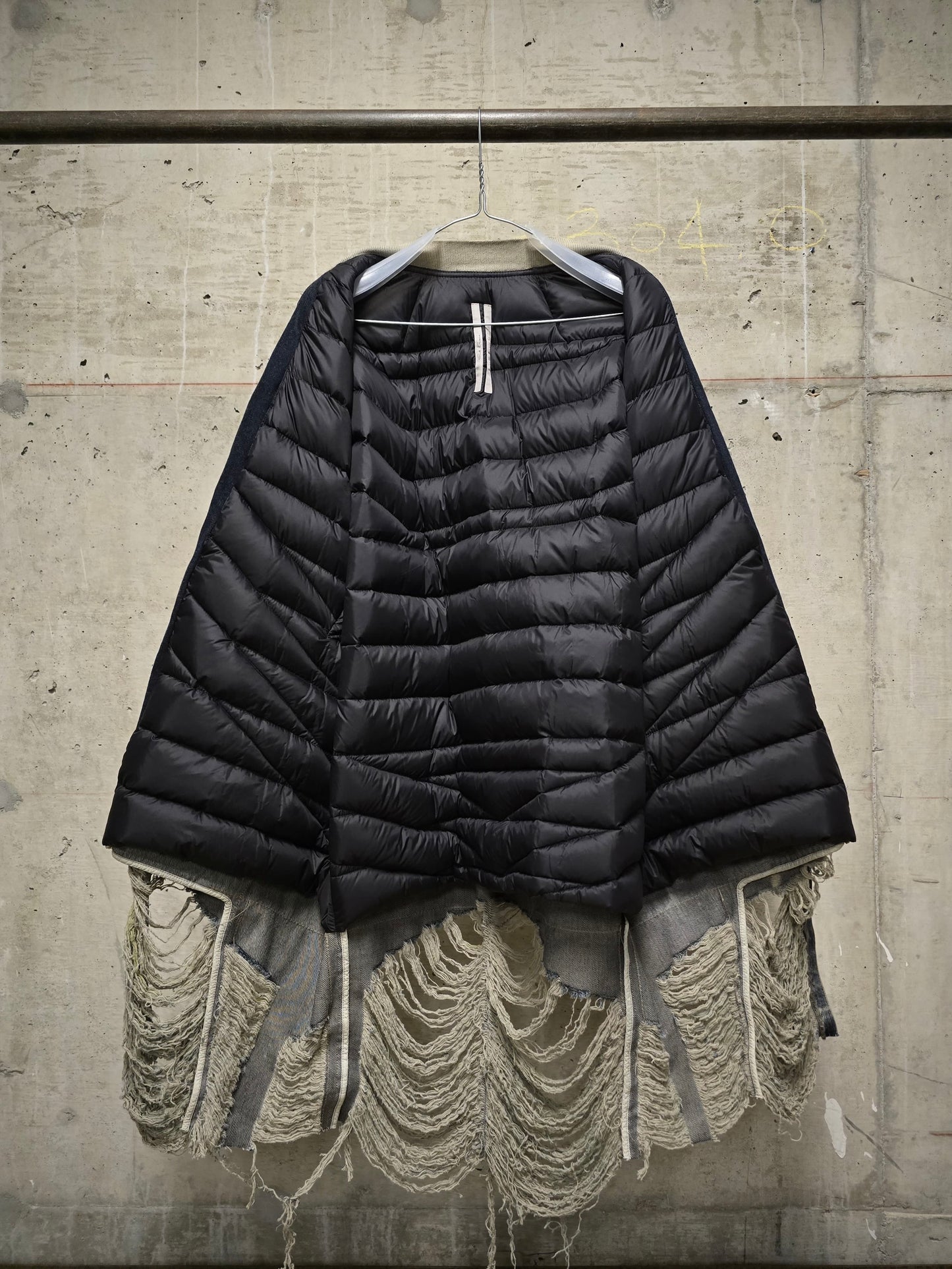 Rick Owens AW23 "LUXOR" PEARL ACID DEGRADE Jumbo Peter Flight Padded Denim Jacket