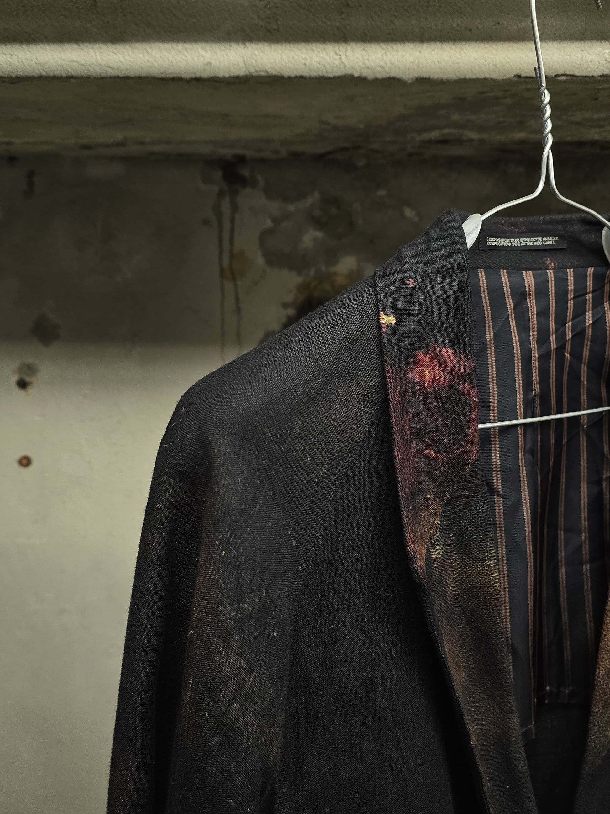 Yohji Yamamoto POUR HOMME SS24 Renaissance Painting Print Linen Coat detail | DRIEW GARMENTS