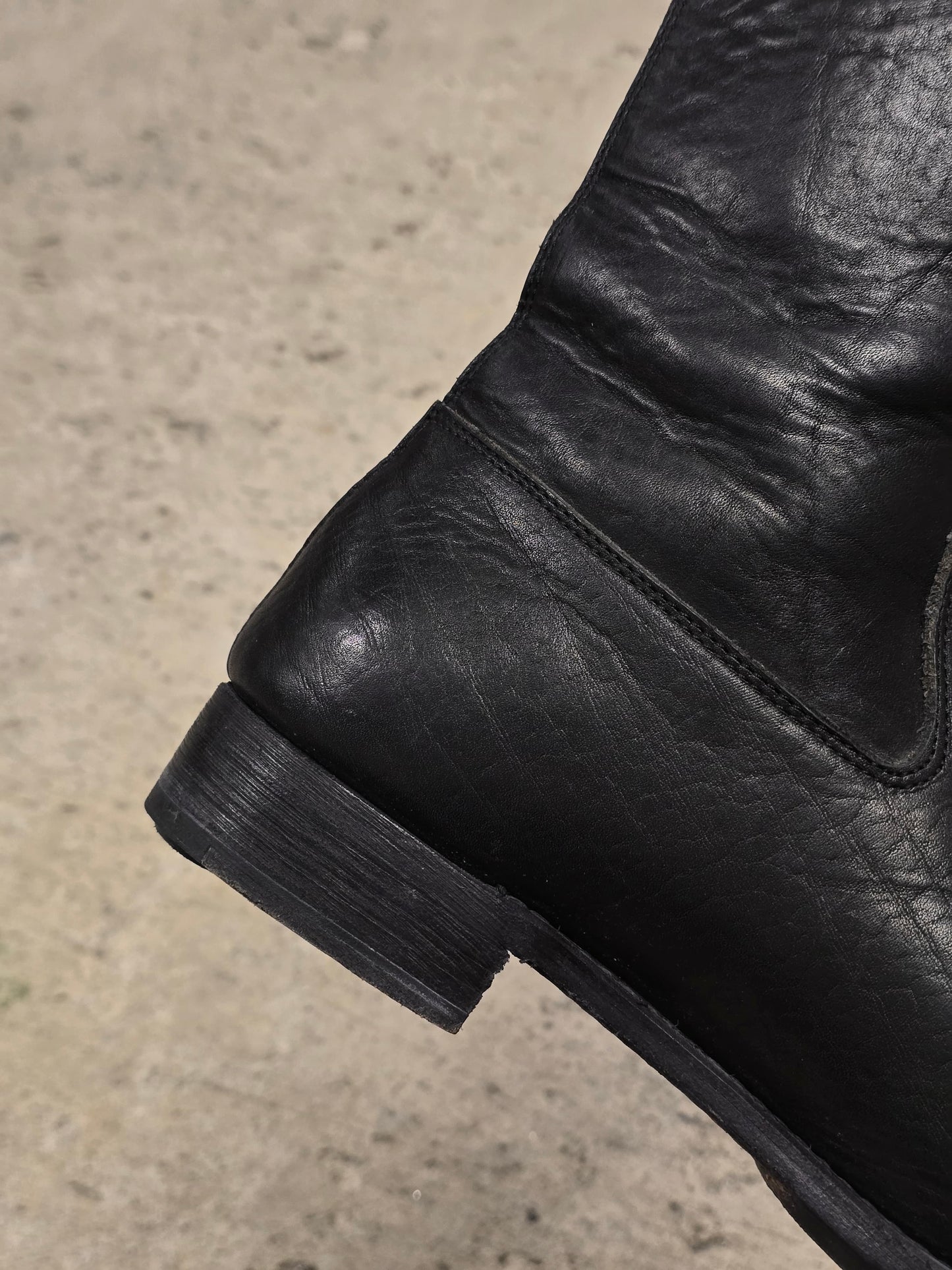 wjk by Jun Hashimoto 00s Black Bison Leather Back Zip Boots