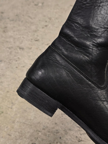 wjk by Jun Hashimoto 00s Black Bison Leather Back Zip Boots