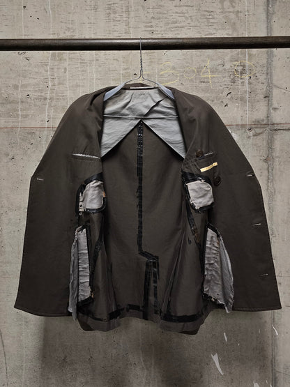 Carol Christian Poell SS03 'OM/1786T WEAVE/14' Dark Khaki Caban Coat