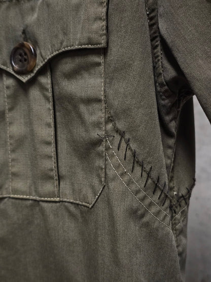 Undercover SS03 "SCAB" Military Green Embroidered Patch Short Sleeve Shirt