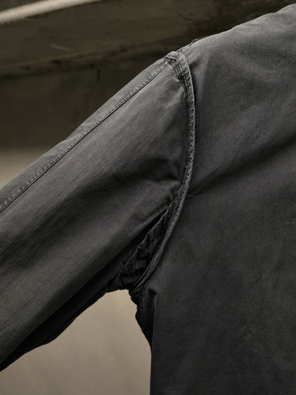 The Viridi-Anne Washed Charcoal Grey Pleated Button-Up Shirt detail | DRIEW GARMENTS
