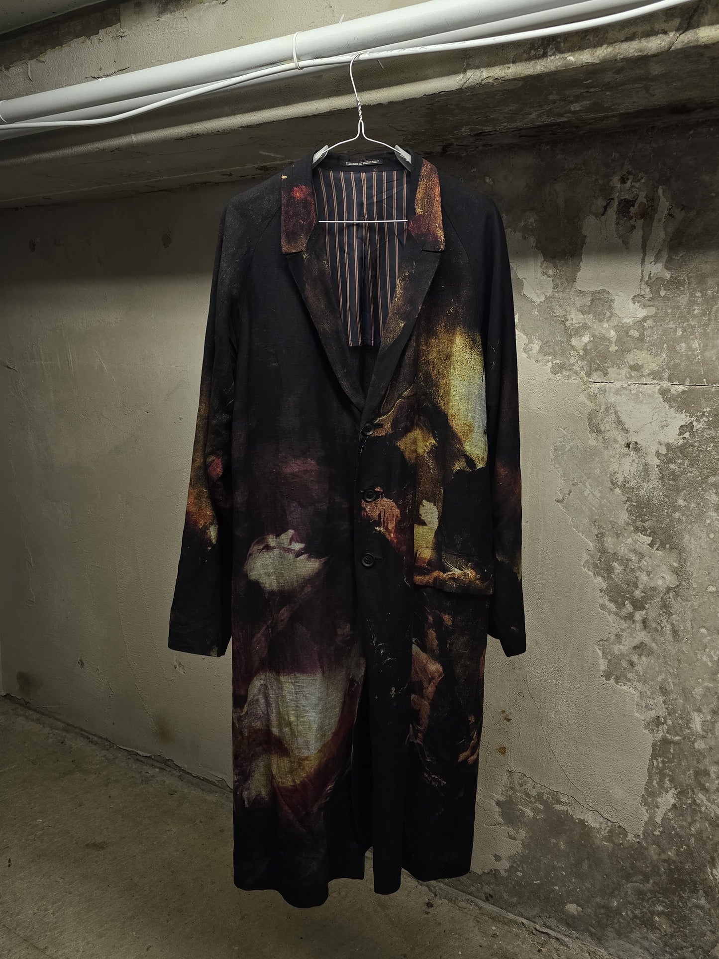 Yohji Yamamoto POUR HOMME SS24 Renaissance Painting Print Linen Coat | Archive Fashion Toronto