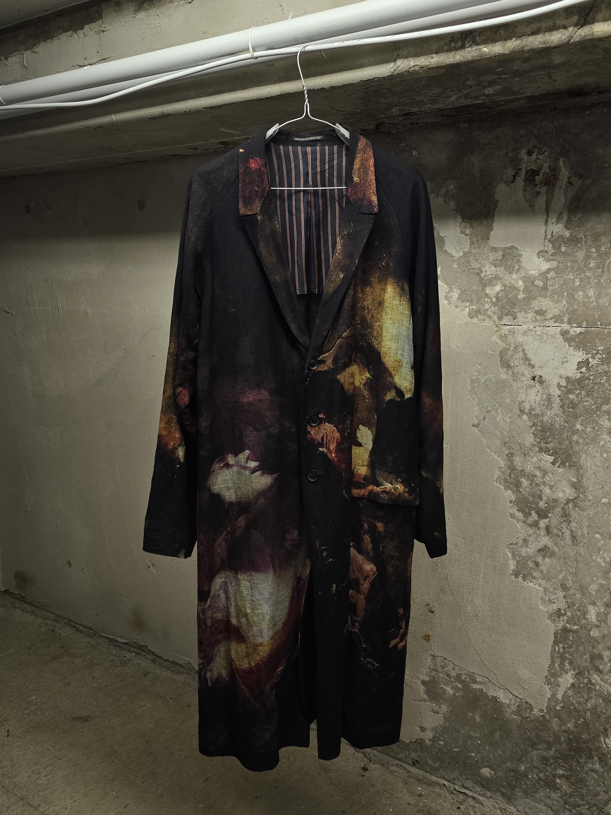 Yohji Yamamoto POUR HOMME SS24 Renaissance Painting Print Linen Coat | Archive Fashion Toronto