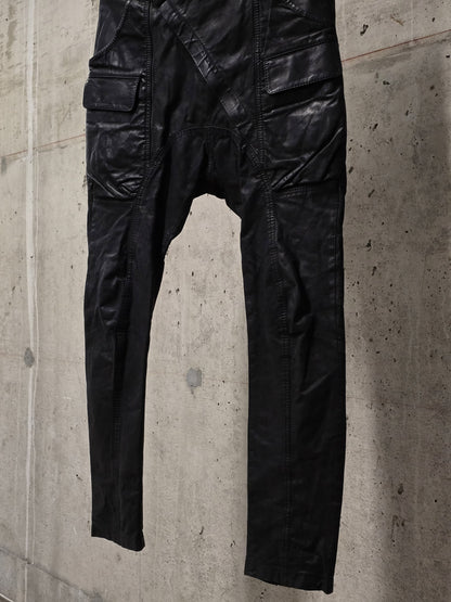Alexandre Plokhov 2010s Asymmetrical Drop-crotch Calfskin Nubuck Leather Cargo Pants