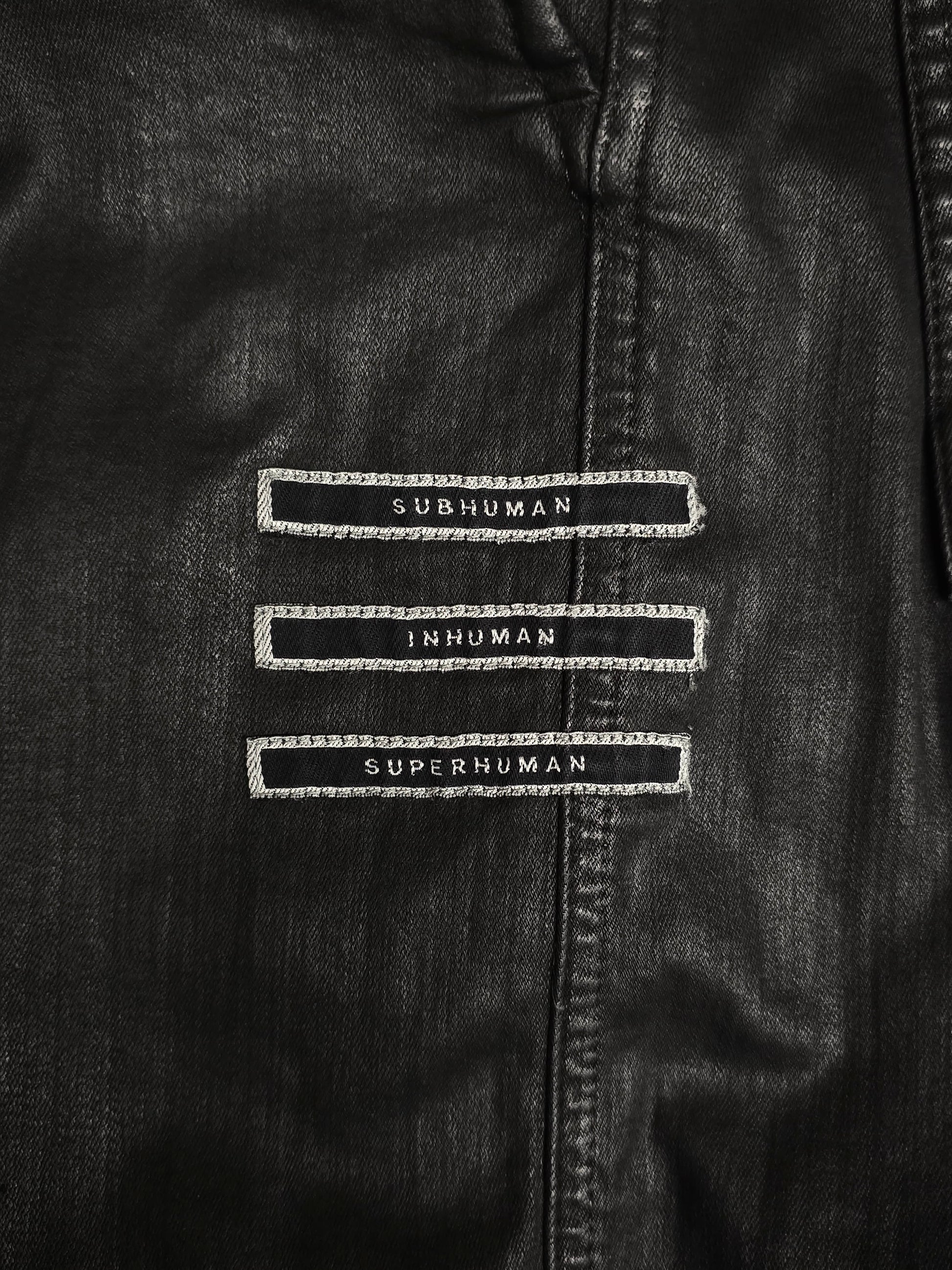 Rick Owens DRKSHDW SS18 "DIRT" BLACK WAX Drop-crotch Capris detail | DRIEW GARMENTS