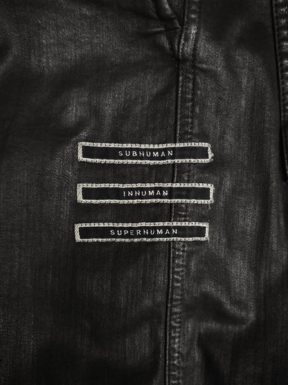 Rick Owens DRKSHDW SS18 "DIRT" BLACK WAX Drop-crotch Capris detail | DRIEW GARMENTS