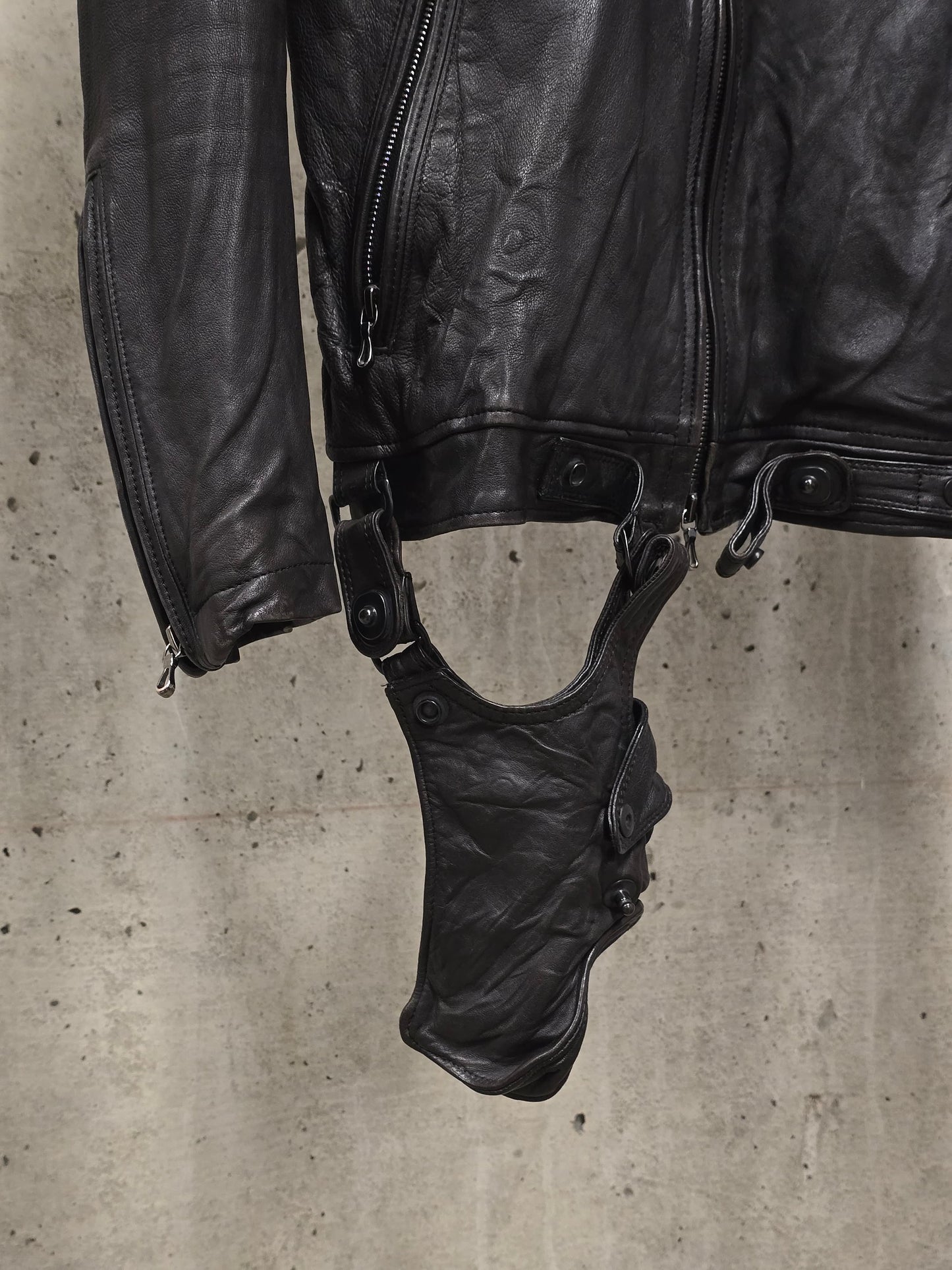Julius_7 SS10 “neurbanvölker;” Dark Brown Gas-Mask Holster Lambskin Leather Jacket