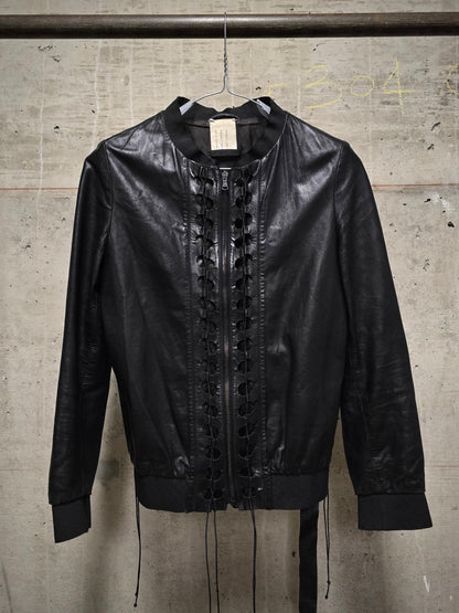 *SAMPLE* Helmut Lang SS01 Bungee Cord Cut Out Lambskin Leather Jacket