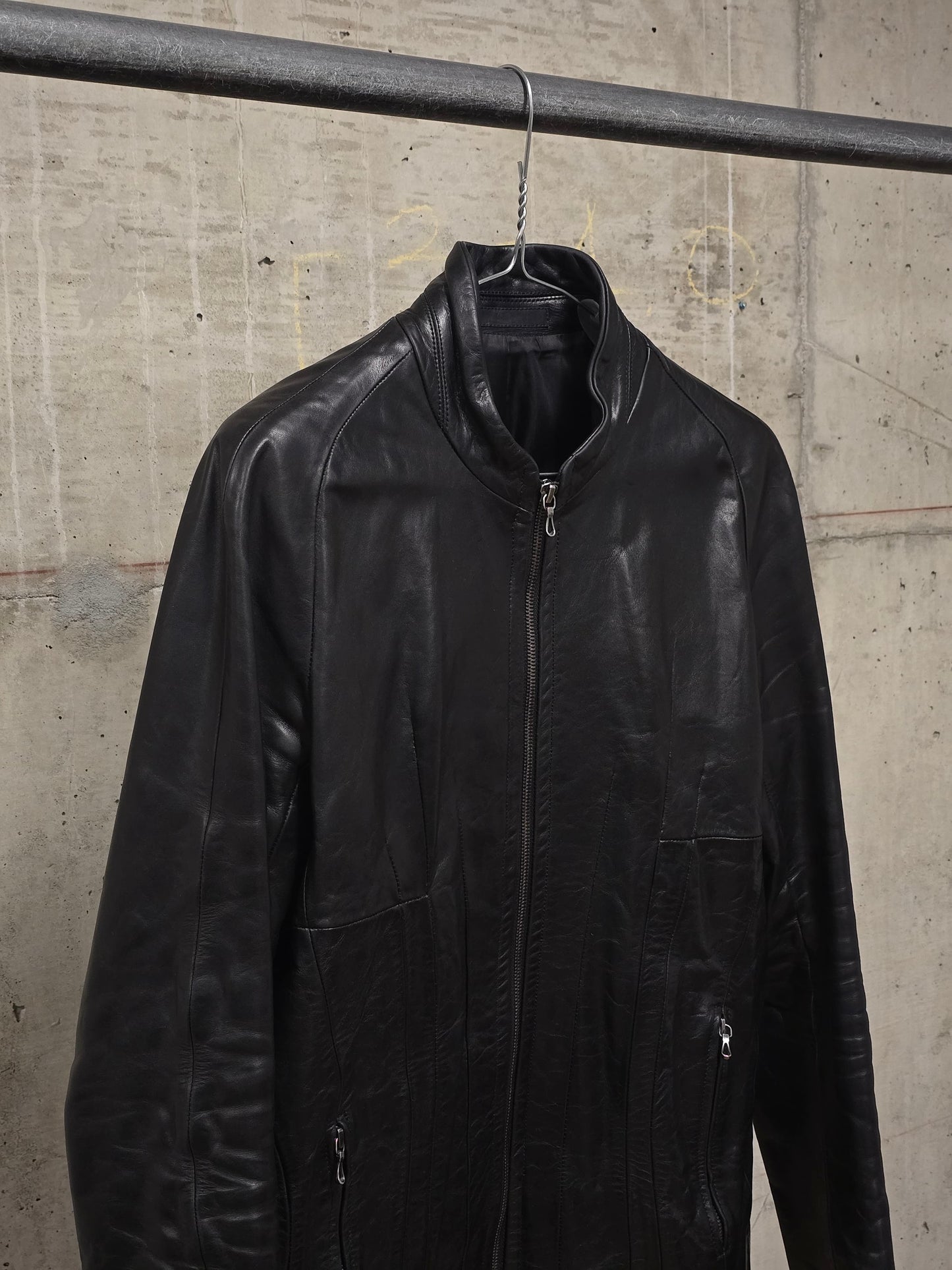 Julius_7 AW09 "7th Morning" Raglan Cow Leather Rider Jacket