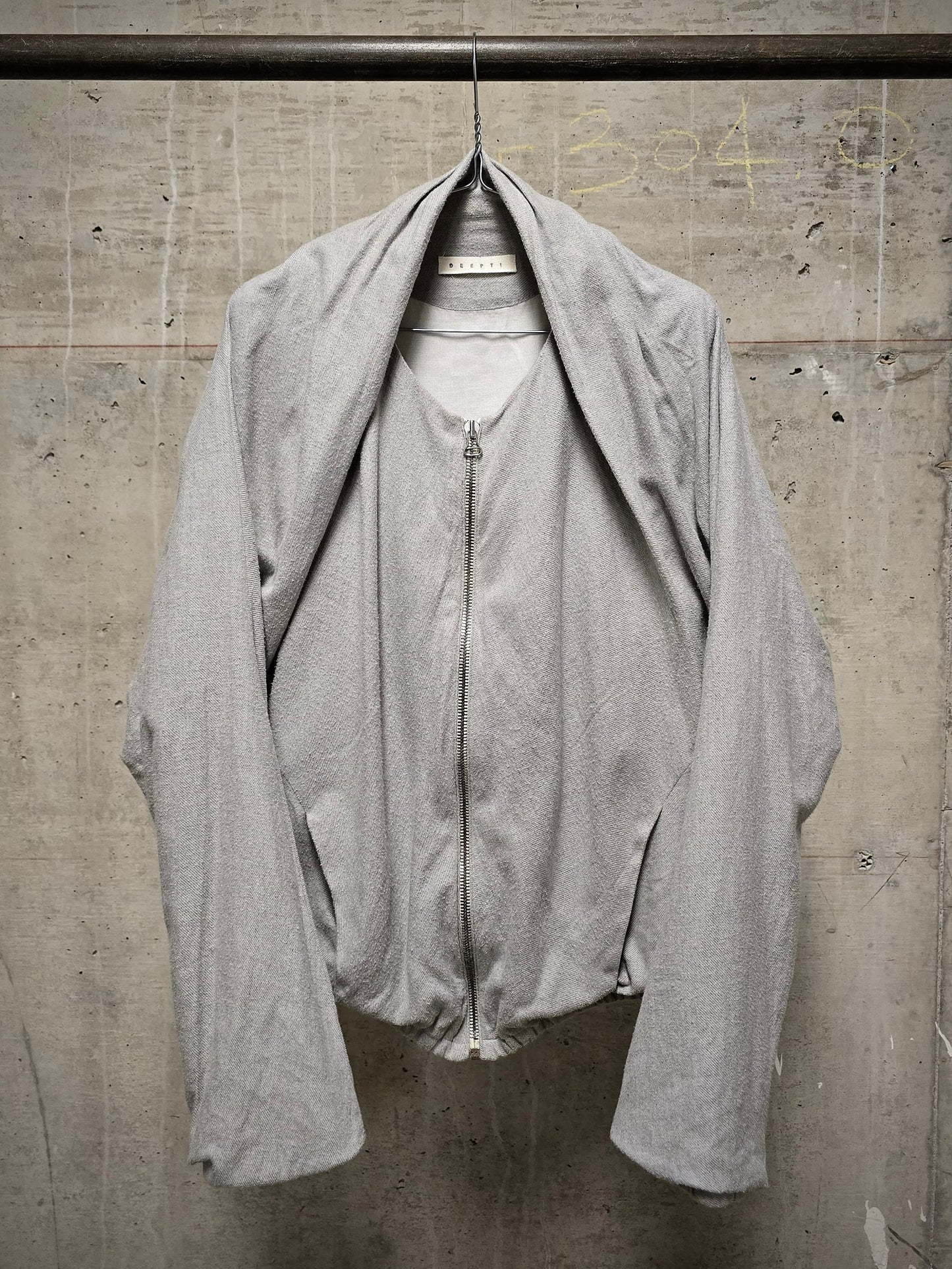 DEEPTI Graduate Collection 2005 Light Grey Cotton Cocoon Bomber Jacket