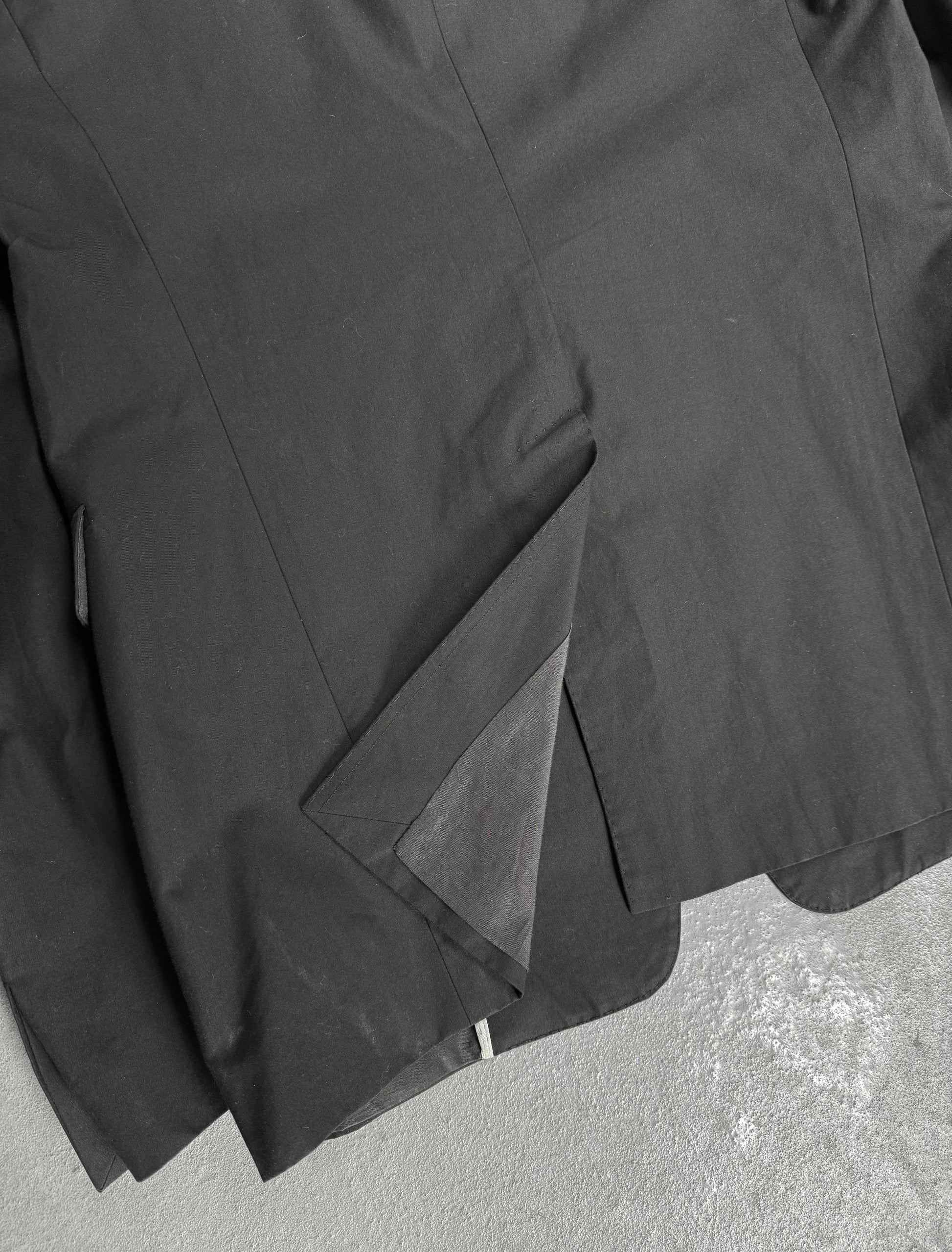Close-up of a black jacket with a textured surface