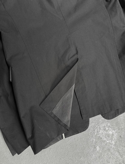Close-up of a black jacket with a textured surface