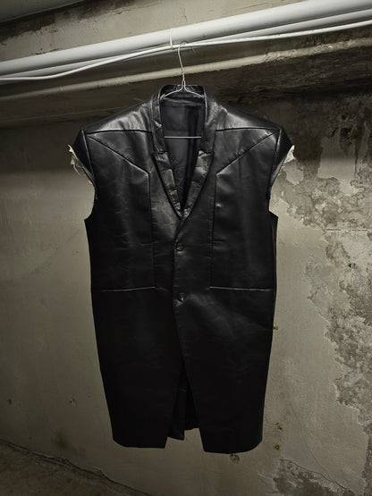 Rick Owens SS22 "FOGACHINE" Jumbo Tatlin Sleeveless Calf Leather Blazer | Archive Fashion Toronto