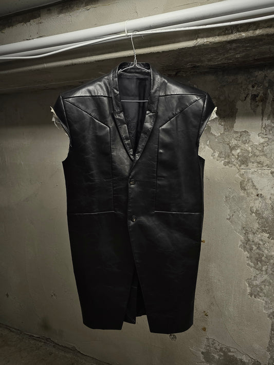 Rick Owens SS22 "FOGACHINE" Jumbo Tatlin Sleeveless Calf Leather Blazer | Archive Fashion Toronto
