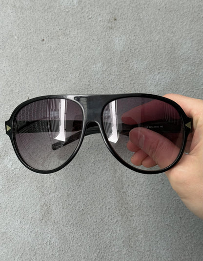 DIOR HOMME Early 00s by Kris Van Assche Black ‘Black Tie 105/S’ Purple Tinted Sunglasses
