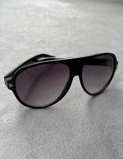 DIOR HOMME Early 00s by Kris Van Assche Black ‘Black Tie 105/S’ Purple Tinted Sunglasses