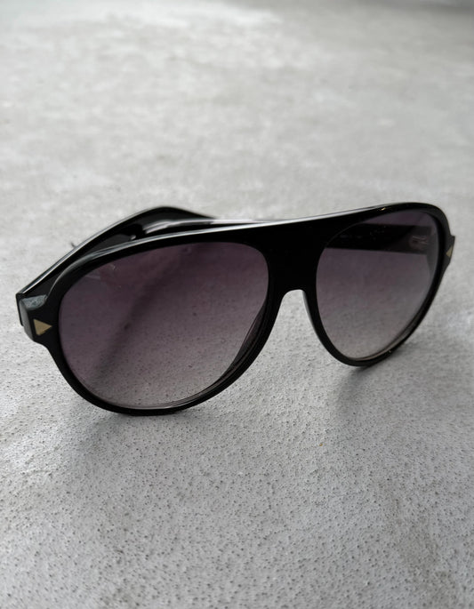 DIOR HOMME Early 00s by Kris Van Assche Black ‘Black Tie 105/S’ Purple Tinted Sunglasses