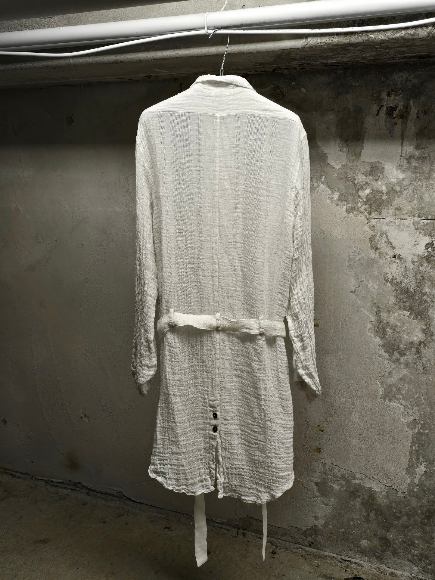 Ann Demeulemeester SS20 Semi Sheer Multi Button White Linen Robe