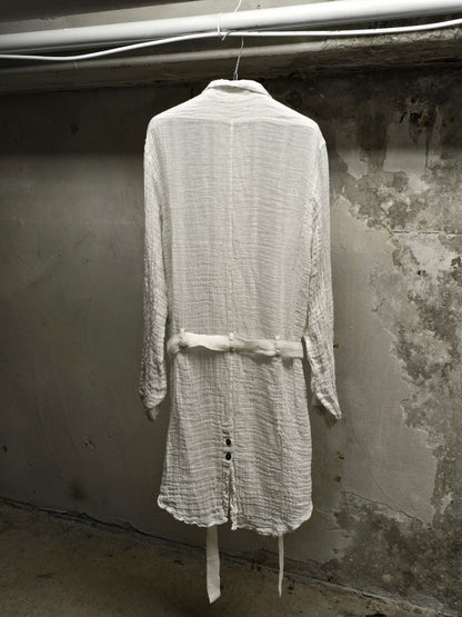 Ann Demeulemeester SS20 Semi Sheer Multi Button White Linen Robe