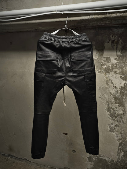 Rick Owens AW19 "LARRY" Lambskin Leather Stretch Cargo Joggers detail | DRIEW GARMENTS