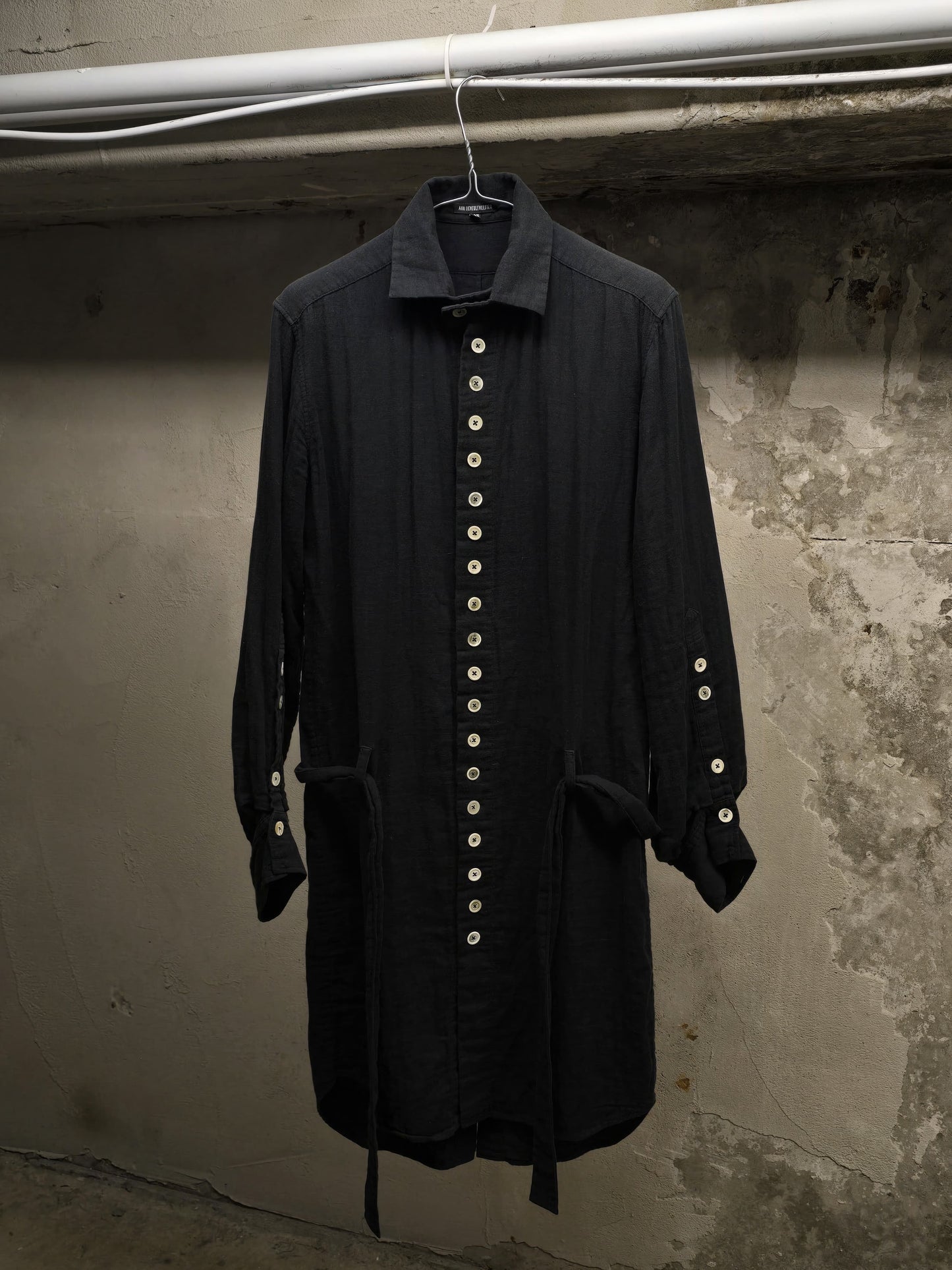 Ann Demeulemeester SS20 Multi Button Black Cotton Robe
