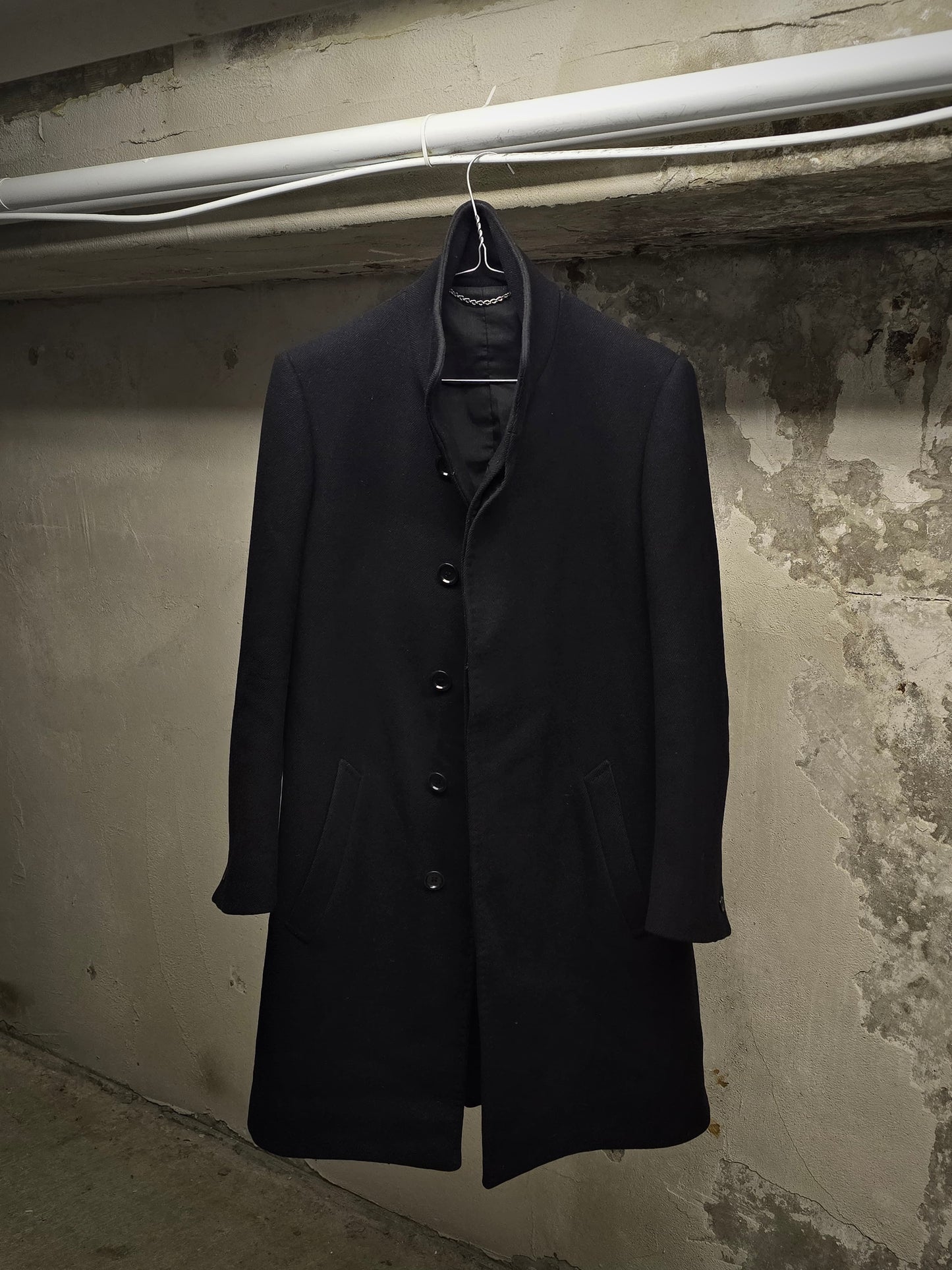 Carol Christian Poell AW01-02 "Public Freedom" High Neck Wool Coat detail | DRIEW GARMENTS