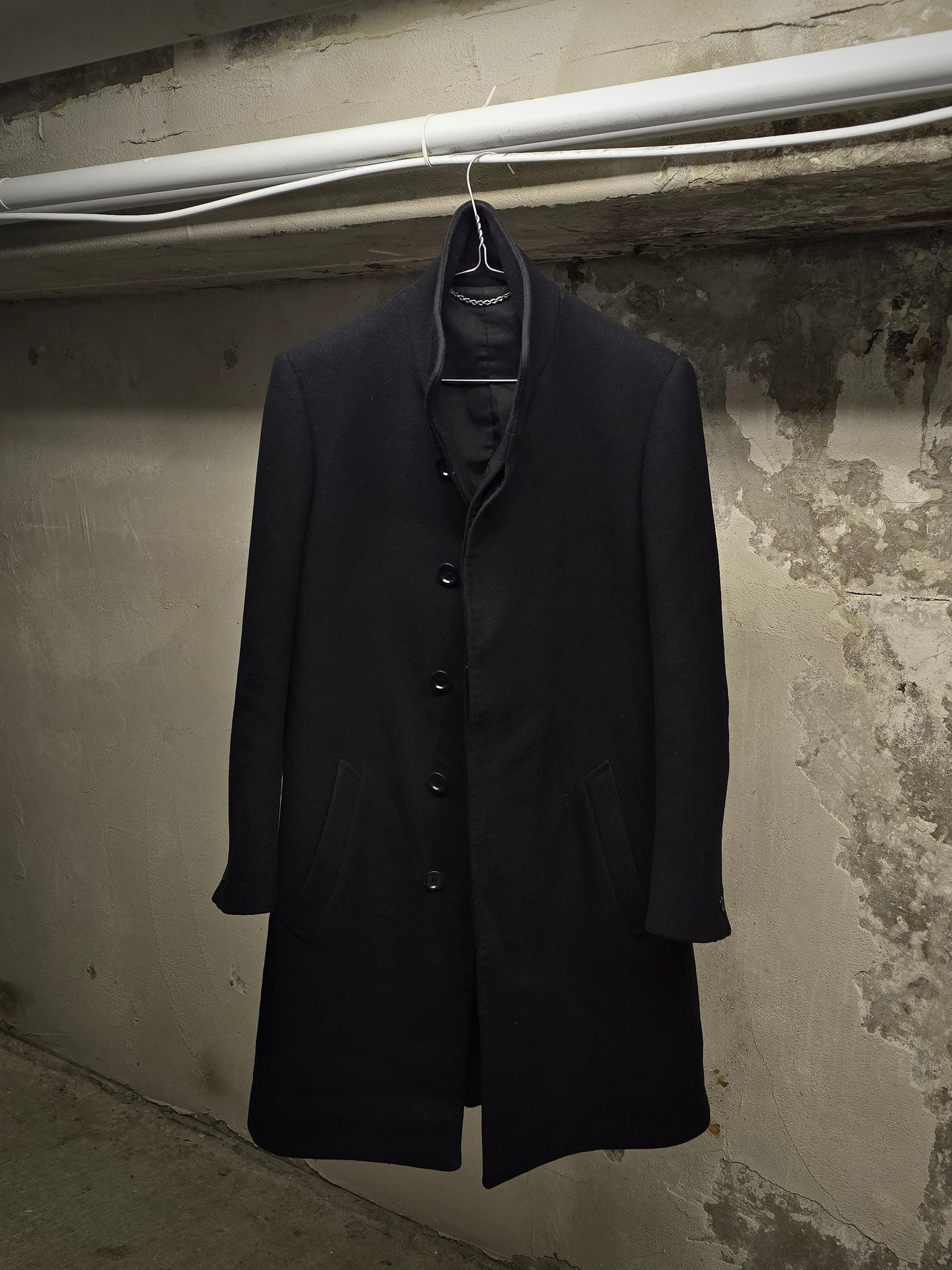Carol Christian Poell AW01-02 "Public Freedom" High Neck Wool Coat detail | DRIEW GARMENTS