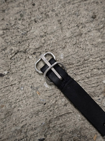 m.a+ 'A-F2BL1 GR 2.0' .925 Silver Cross Studded Cow Leather Wristband