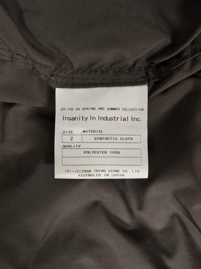 Julius_7 SS08 “Insanity In Industrial Inc.” Grey Hooded Poly Dual Zip Cargo Jacket