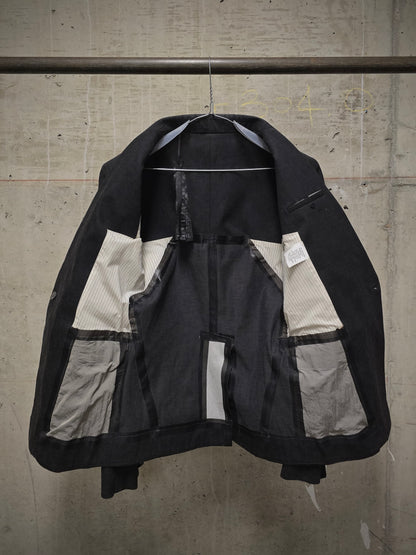 Boris Bidjan Saberi AW13-14 'SUIT2-F1780' Charcoal Grey Heavy Cotton Canvas Shawl Collar Blazer
