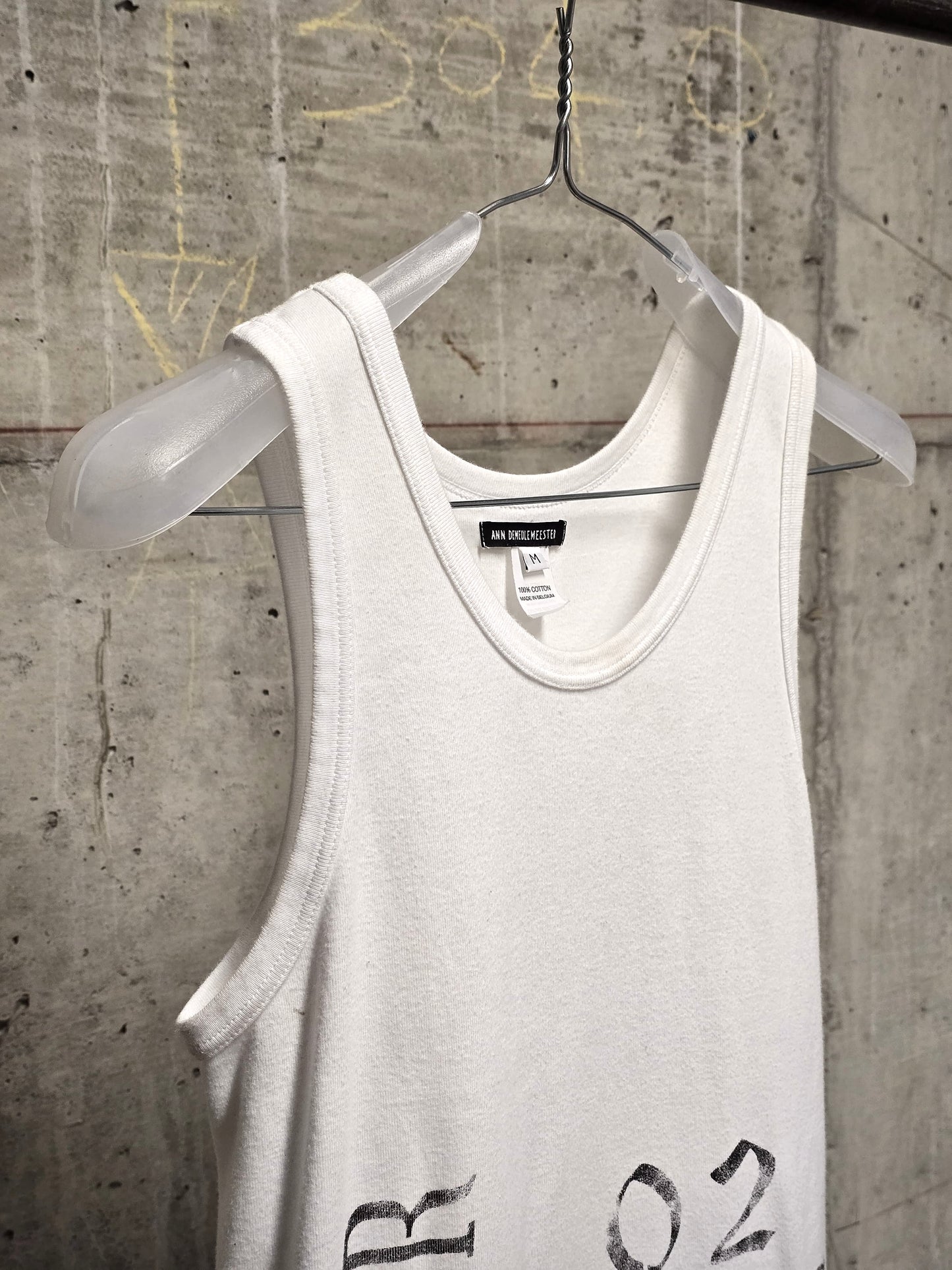Ann Demeulemeester SS18 "FOREVER 02 KIDS" White Graphic Rib Knit Tank Top